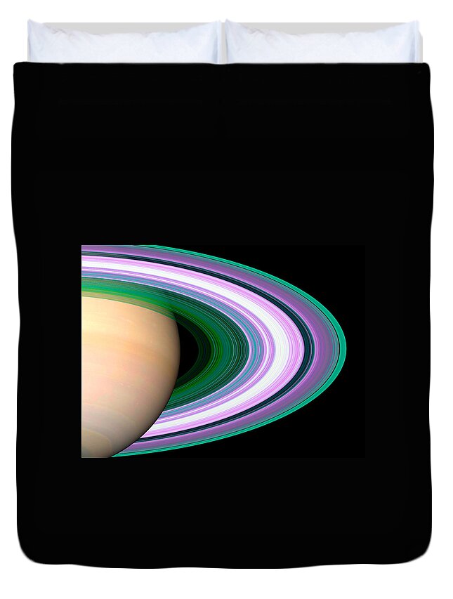 Saturn Duvet Cover featuring the digital art Rings of Saturn by Ram Vasudev