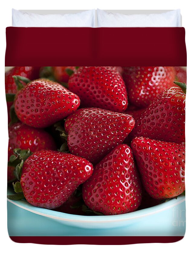 Abundance Duvet Cover featuring the photograph Ripe Strawberries In A Bowl On Counter by Jim Corwin
