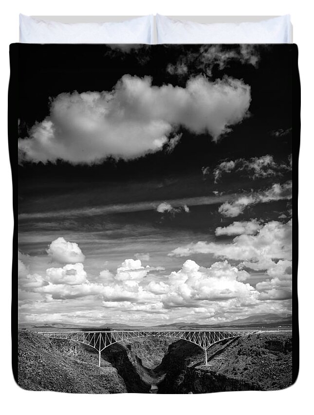 Rio Grande Gorge Duvet Cover featuring the photograph River and Clouds Rio Grande Gorge - Taos New Mexico by Silvio Ligutti