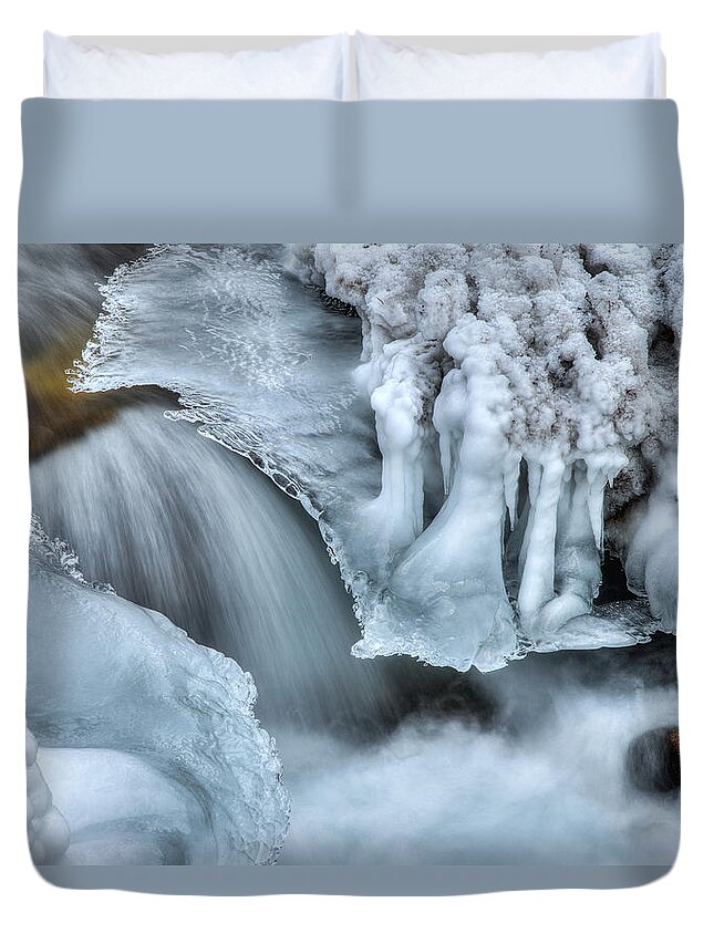 River Duvet Cover featuring the photograph River Ice by Chad Dutson