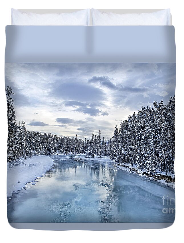Banff Duvet Cover featuring the photograph River Of Ice by Evelina Kremsdorf