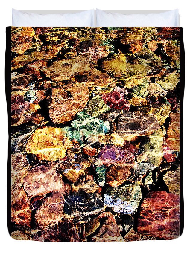 River Duvet Cover featuring the photograph River Rock Rainbow by Joseph Noonan