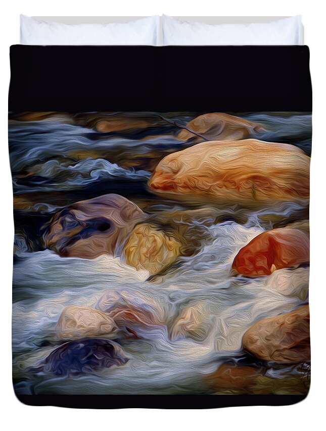 River Duvet Cover featuring the digital art River Stones by Vincent Franco