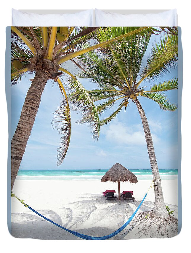 Beach Hut Duvet Cover featuring the photograph Riviera Maya, Mexico by M Swiet Productions