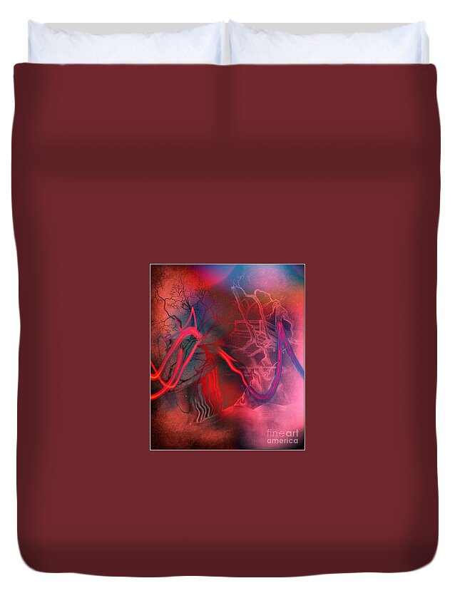 Surrealistic Image Duvet Cover featuring the digital art Road Between Worlds by David Neace