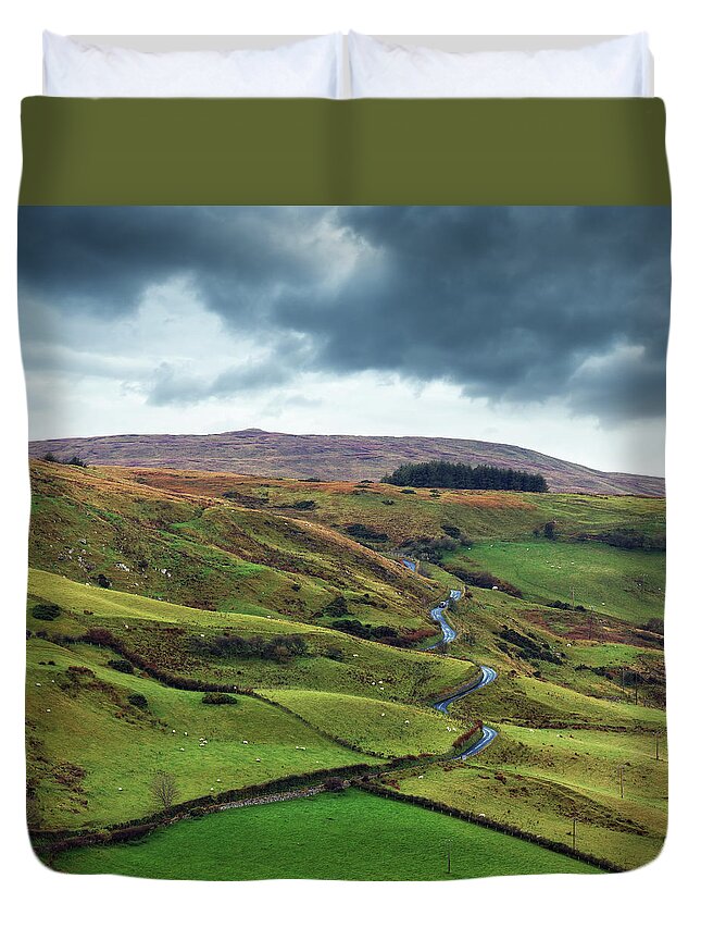 Scenics Duvet Cover featuring the photograph Road In Ireland by Mammuth
