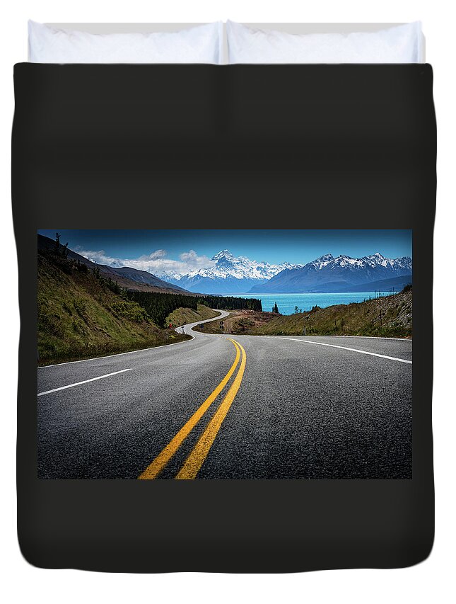 Tranquility Duvet Cover featuring the photograph Road To Mt. Cook by Nitichuysakul Photography