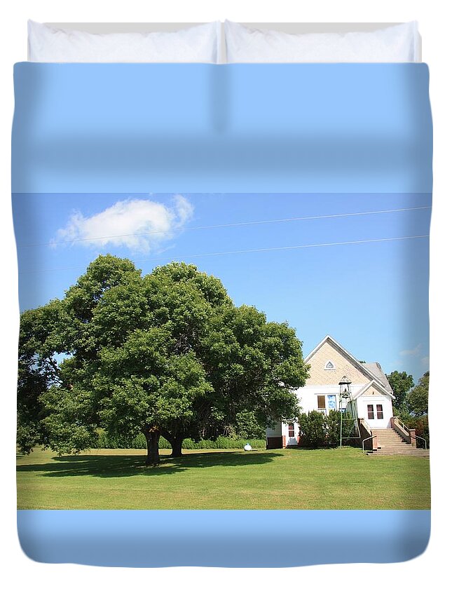 Roanoke Duvet Cover featuring the photograph Roanoke Union Church by Kathryn Cornett