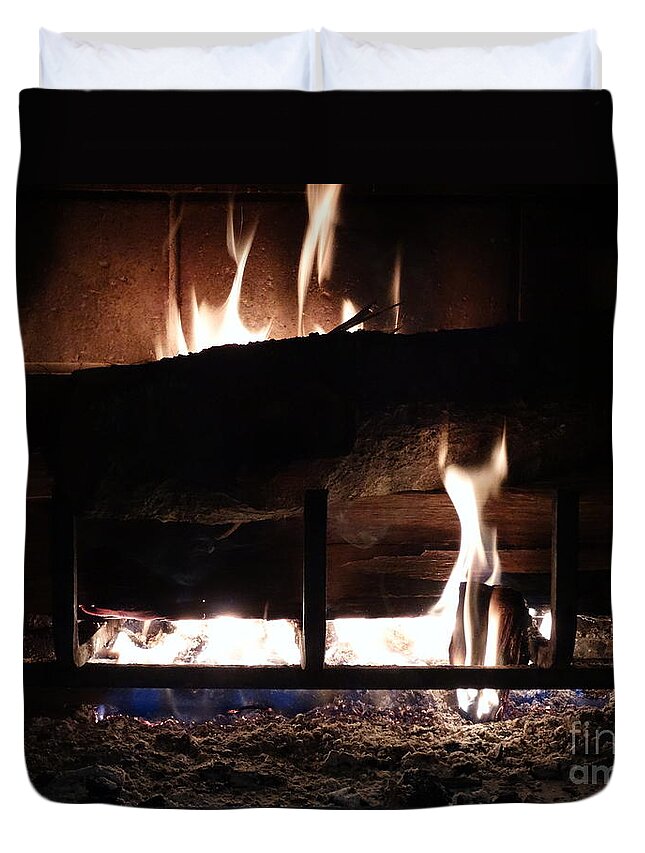 Fire Duvet Cover featuring the photograph Roaring Fire III by Joseph Baril