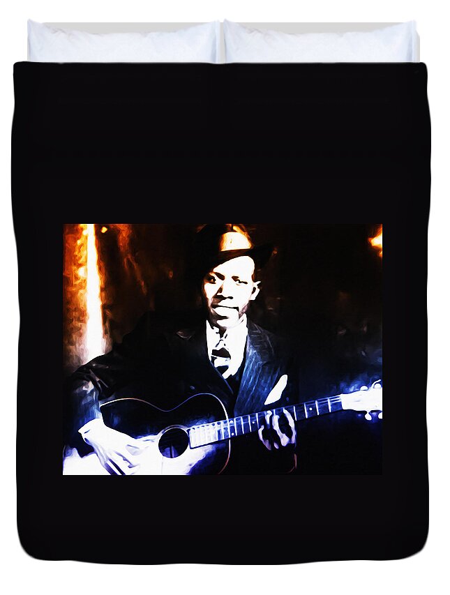 Robert Johnson Duvet Cover featuring the photograph Robert Johnson - King of the Blues by Bill Cannon