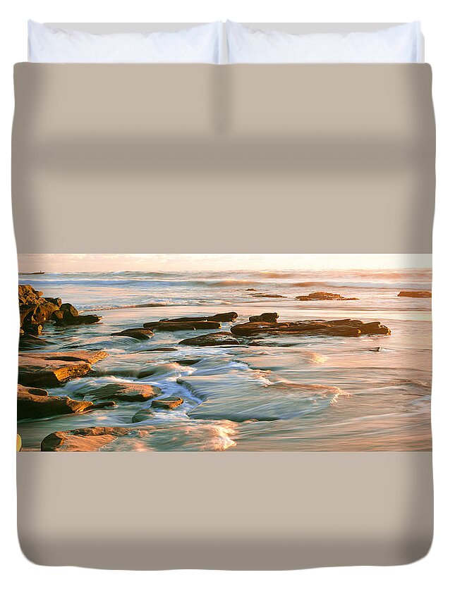 Photography Duvet Cover featuring the photograph Rock Formations At Windansea Beach, La by Panoramic Images