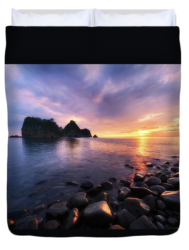 Scenics Duvet Cover featuring the photograph Rock Formations During Sunset In West by Agustin Rafael C. Reyes