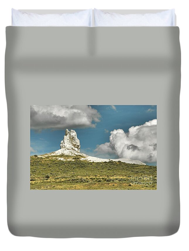 Wyoming Duvet Cover featuring the photograph Rock Statue by Anthony Wilkening