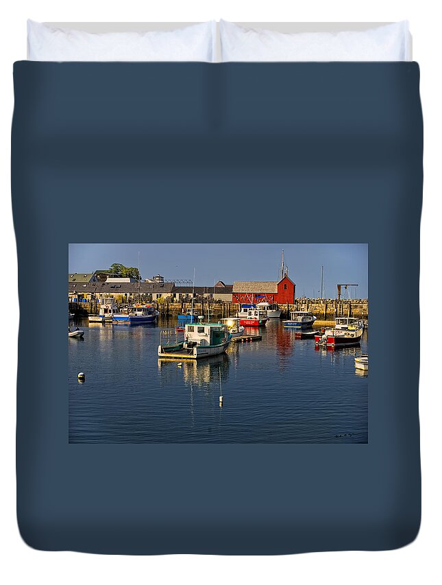 Atlantic Ocean Duvet Cover featuring the photograph Rockport Harbor No.1 by Mark Myhaver