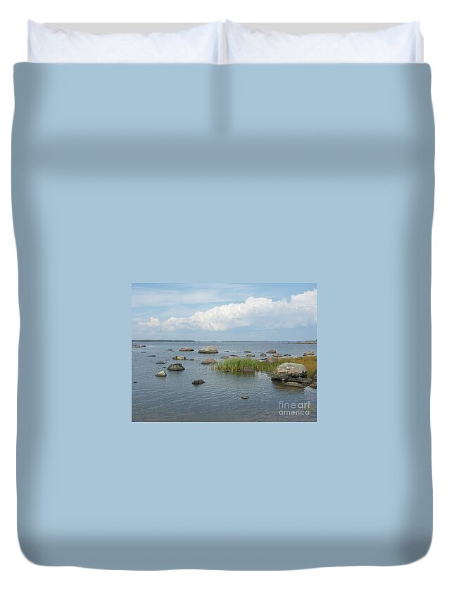 Rocks On The Sea Duvet Cover featuring the photograph Rocks on the Baltic Sea by Ilkka Porkka