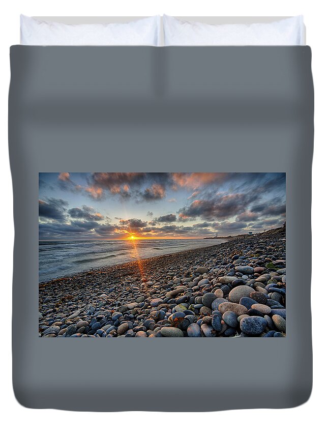 California Duvet Cover featuring the photograph Rocky Coast Sunset by Peter Tellone