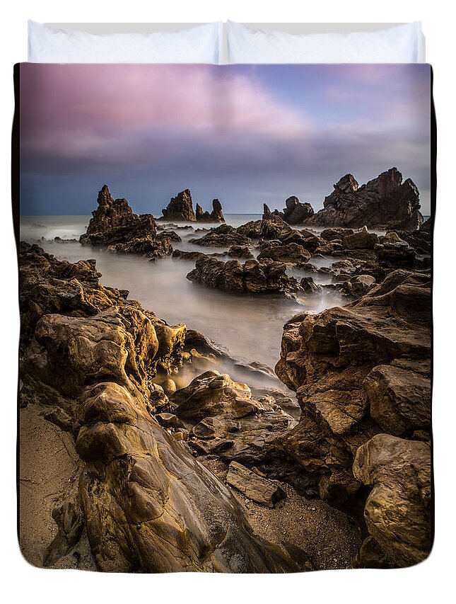California Duvet Cover featuring the photograph Rocky Southern California Beach 5 by Larry Marshall