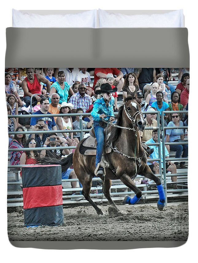 Competition Duvet Cover featuring the photograph Rodeo Cowgirl by Gary Keesler