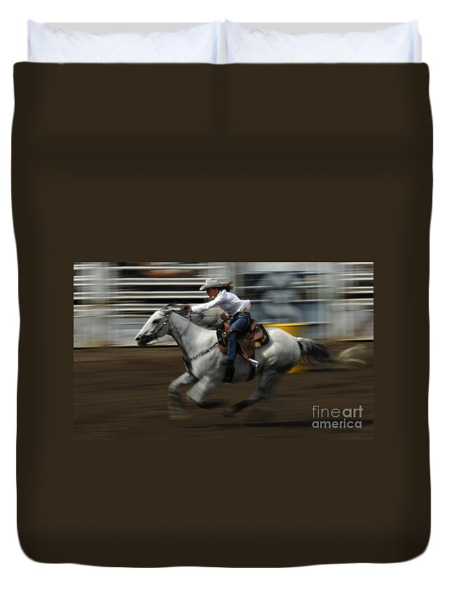 Horse Duvet Cover featuring the photograph Rodeo Riding A Hurricane 1 by Bob Christopher