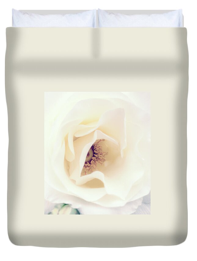 Love Duvet Cover featuring the photograph Romance in a Rose by Spikey Mouse Photography