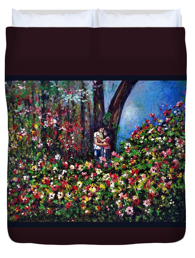Scene Duvet Cover featuring the painting Romantic by Harsh Malik