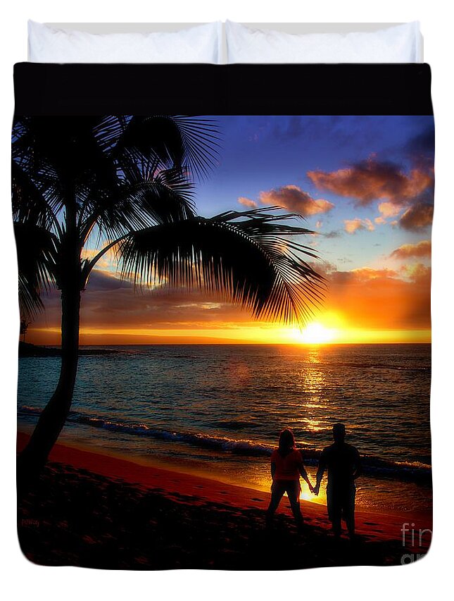 Romantic Sunset Hawaii Duvet Cover featuring the photograph Romantic Sunset Hawaii by Patrick Witz