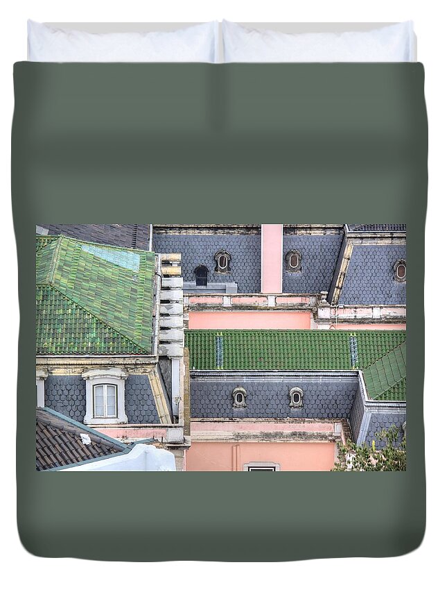 Tranquility Duvet Cover featuring the photograph Rooftops In Lisbon by Jani Mäki