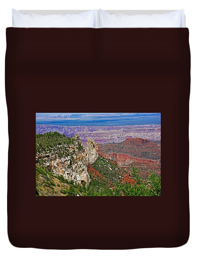 Roosevelt Point Two On North Rim/grand Canyon National Park Duvet Cover featuring the photograph Roosevelt Point Two on North Rim/Grand Canyon National Park-Arizona  by Ruth Hager