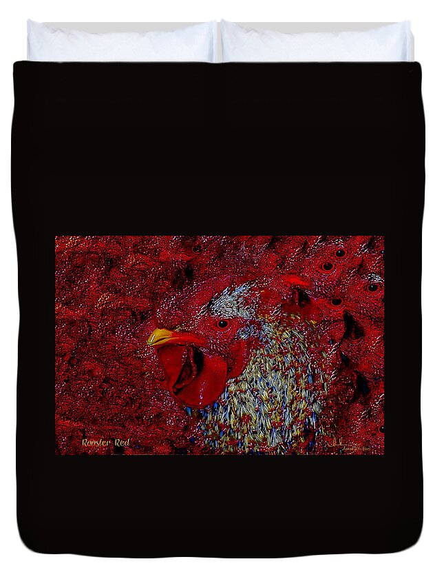Rooster Duvet Cover featuring the photograph Rooster Red by Amanda Smith