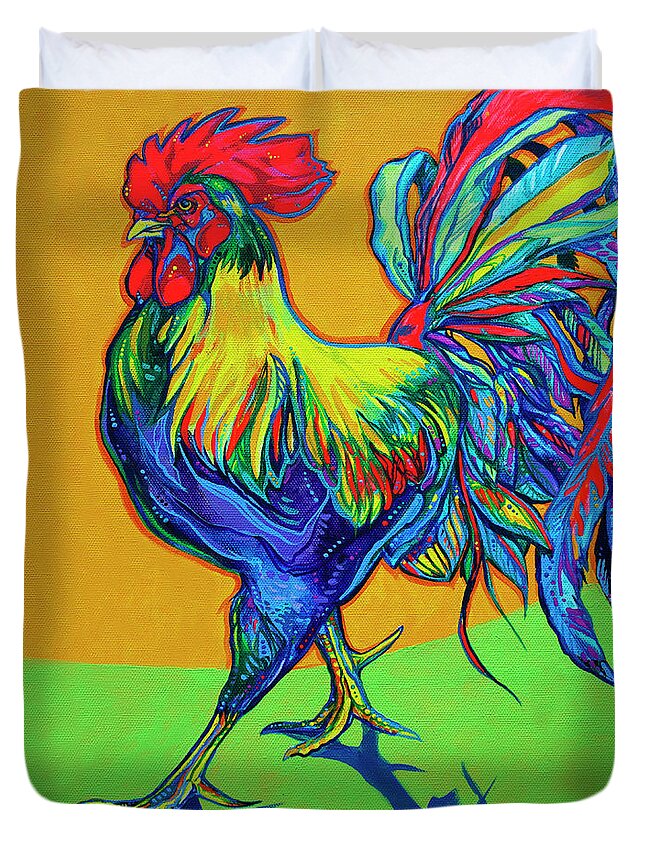 Rooster Duvet Cover featuring the painting Rooster Strut by Derrick Higgins