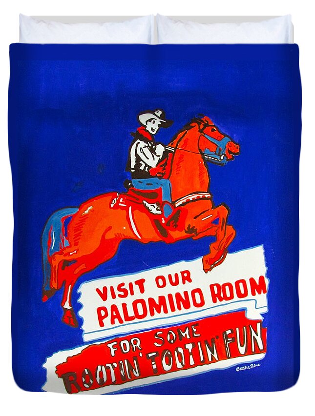 Cowboy Duvet Cover featuring the painting Rootin Tootin Fun by Beth Saffer