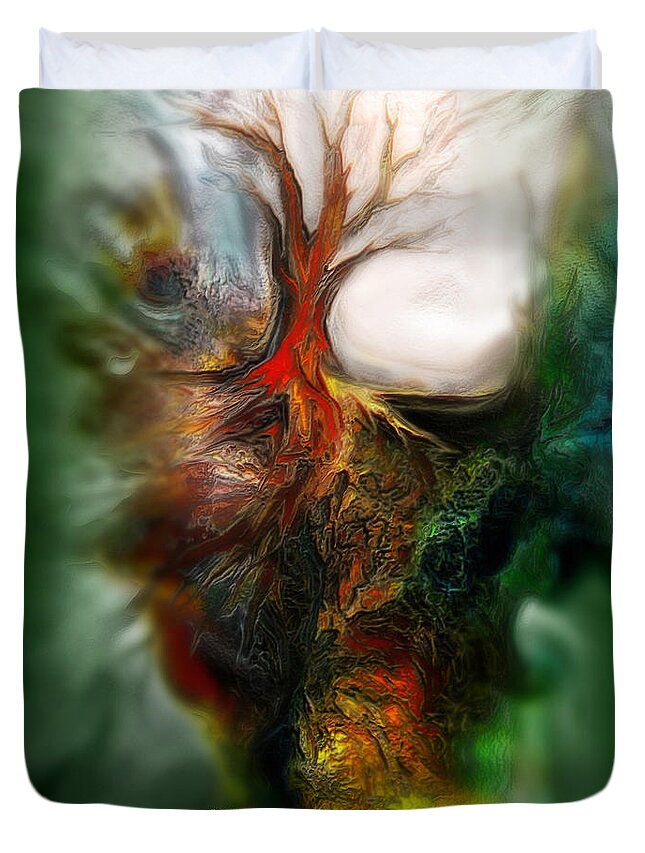 Abstract Duvet Cover featuring the mixed media Roots by Carol Cavalaris
