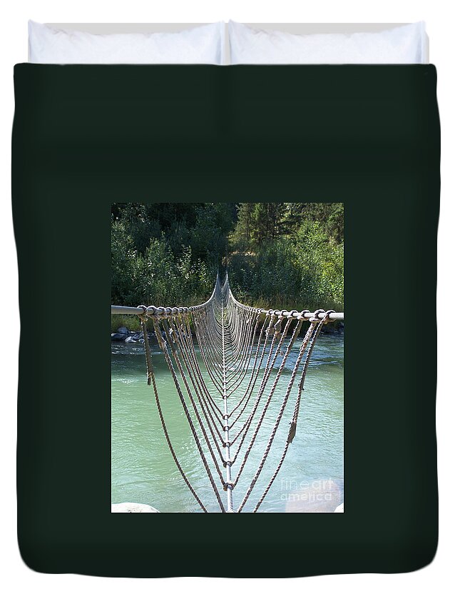 Rope Bridge Duvet Cover featuring the photograph Rope foot Bridge by Ron Roberts