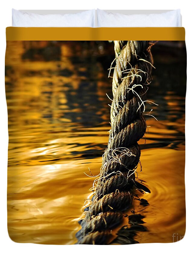 Rope On Liquid Gold Duvet Cover featuring the photograph Rope on Liquid Gold by Kaye Menner