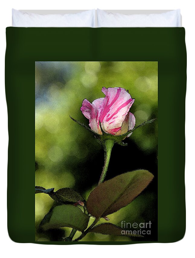 Floral Duvet Cover featuring the digital art Rose Bud by Kirt Tisdale