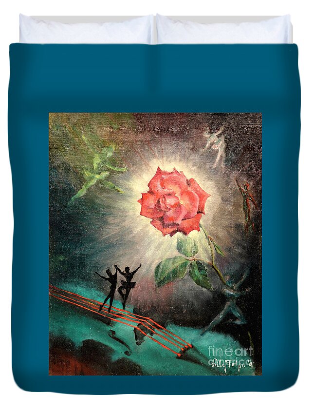 1940s Duvet Cover featuring the painting Rose Concerto 1941 by Art By Tolpo Collection