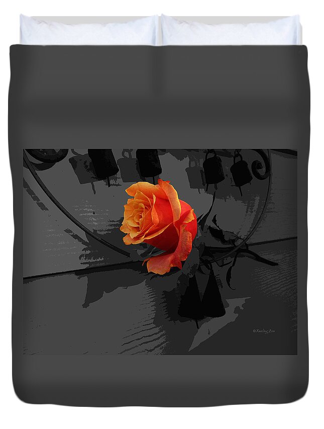 Rose Duvet Cover featuring the photograph Rose III - A Message by Xueling Zou