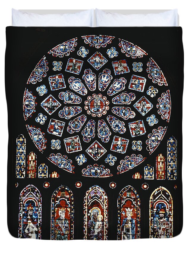 History Duvet Cover featuring the photograph Rose Window At Chartres Cathedral by Explorer