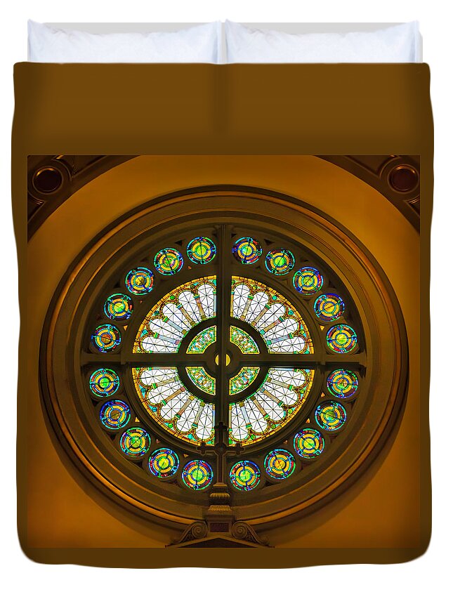 Rose Window Duvet Cover featuring the photograph Rose Window by Jemmy Archer