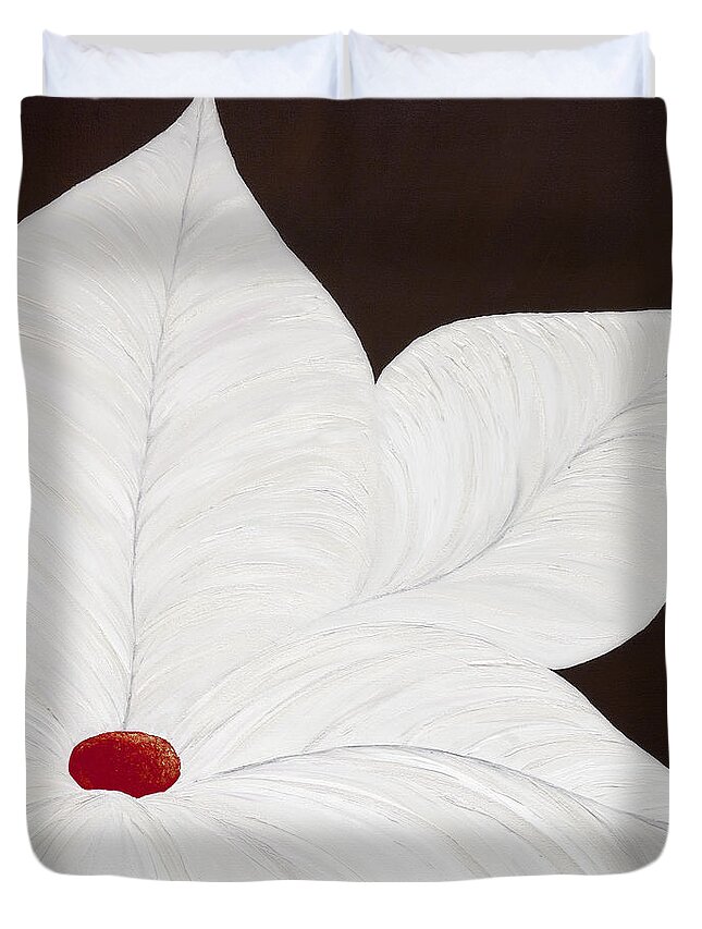 Flower Duvet Cover featuring the painting Rosie's Red Flower by Tamara Nelson