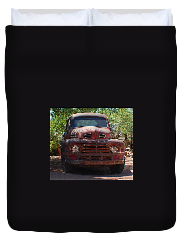 Ford Duvet Cover featuring the photograph Route 66 Ford TRuck by Leticia Latocki