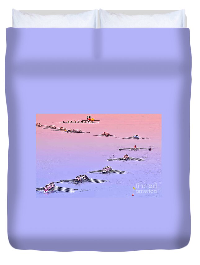 Gate Duvet Cover featuring the photograph Rowers Arc by Gary Holmes