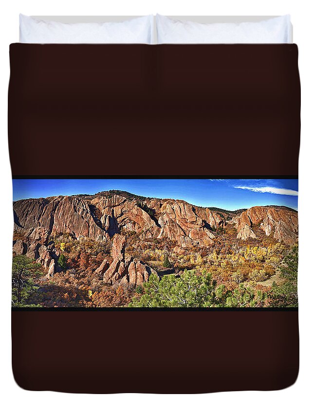 America Duvet Cover featuring the photograph Roxborough State Park by OLena Art by Lena Owens - Vibrant DESIGN