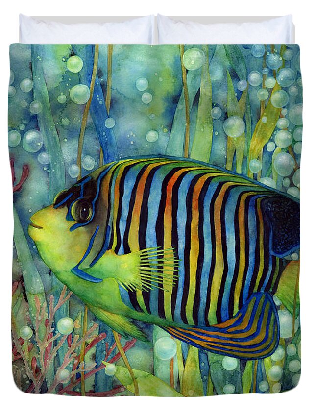Fish Duvet Cover featuring the painting Royal Angelfish by Hailey E Herrera
