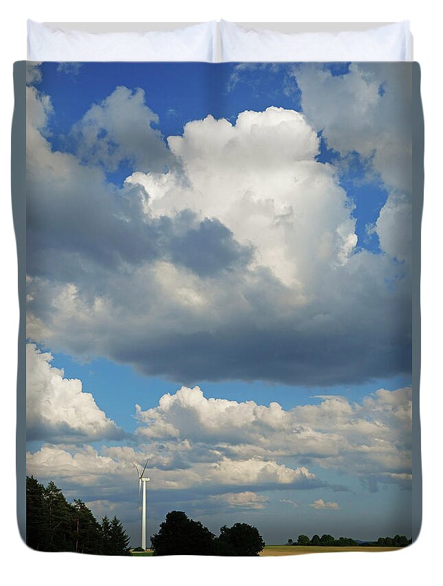 Tranquility Duvet Cover featuring the photograph Rual Scene With Storm Clouds And Wind by Jochen Schlenker