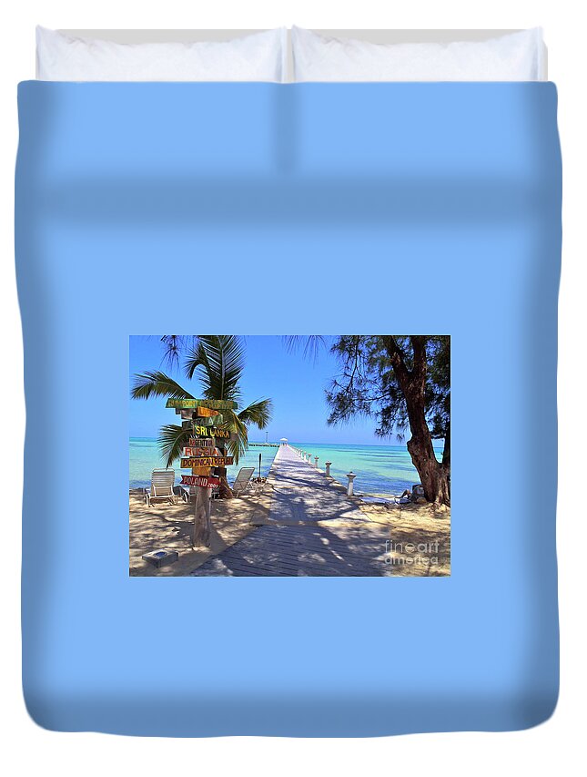 Cayman Duvet Cover featuring the photograph Rum Point by Carey Chen