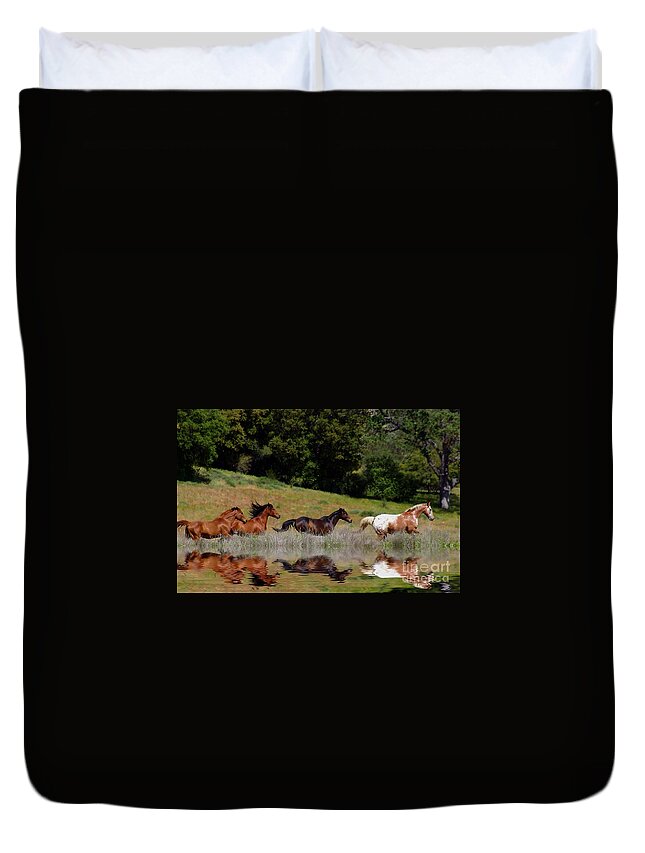 Horse Duvet Cover featuring the photograph Running Free by Stephanie Laird