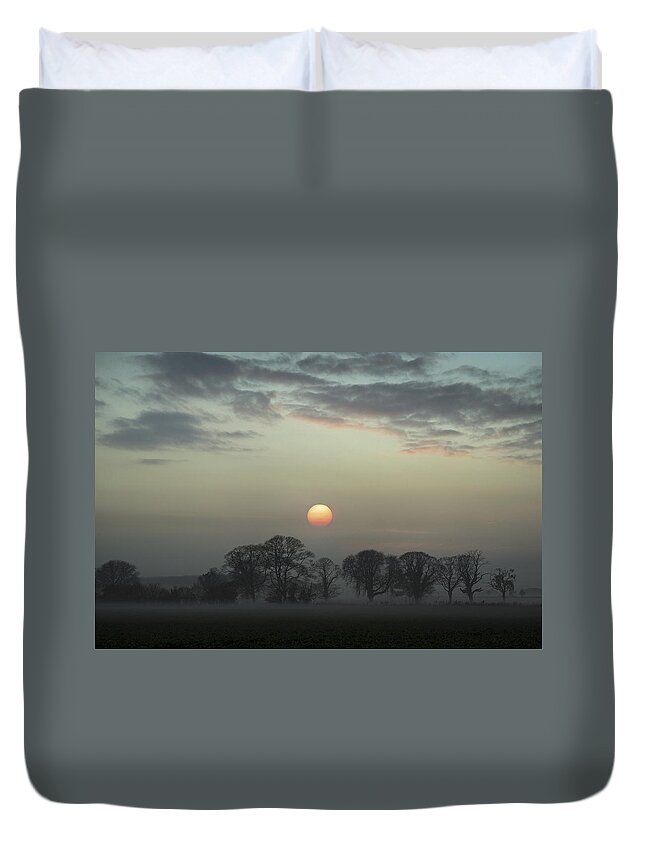 Sunset Duvet Cover featuring the photograph Rural autumn sunset by Gary Eason