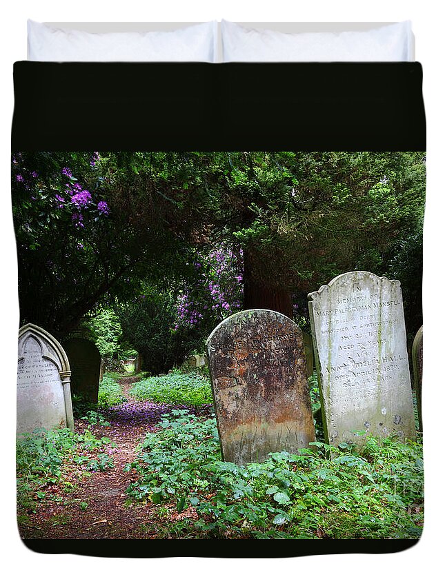 Cemetery Duvet Cover featuring the photograph Rural Cemetery Pathway by James Brunker