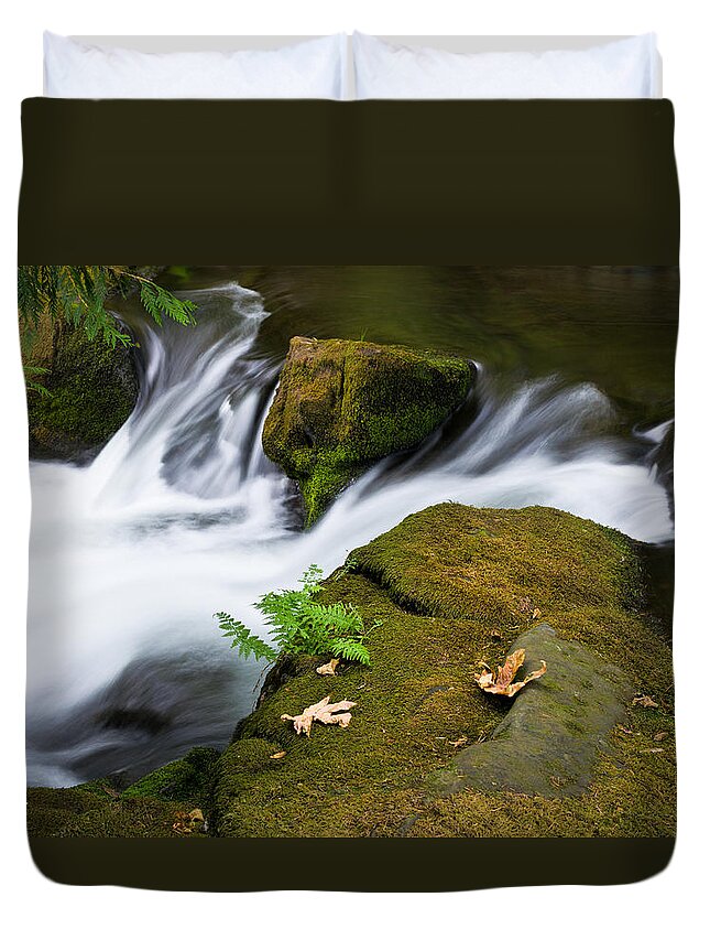 Landscape Duvet Cover featuring the photograph Rushing Water At Whatcom Falls Park by Priya Ghose